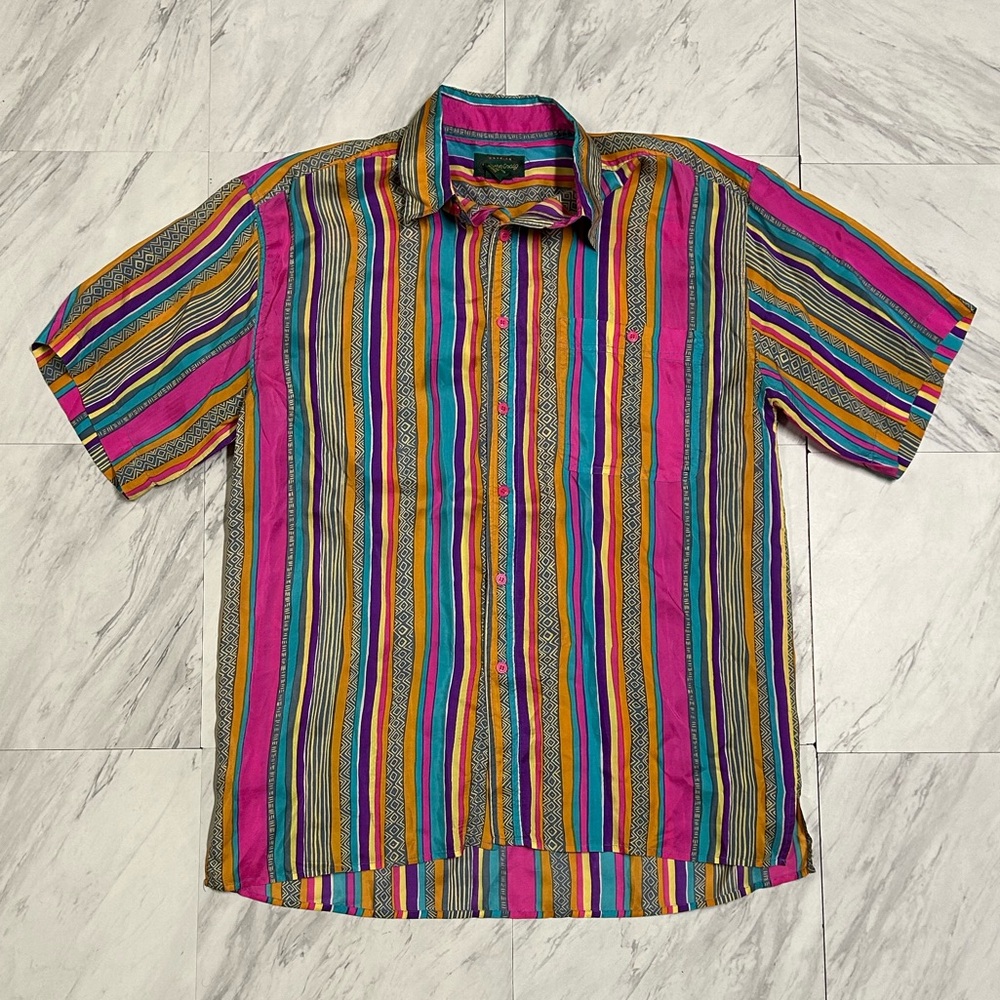 Multicolor Striped Short Sleeve Shirt